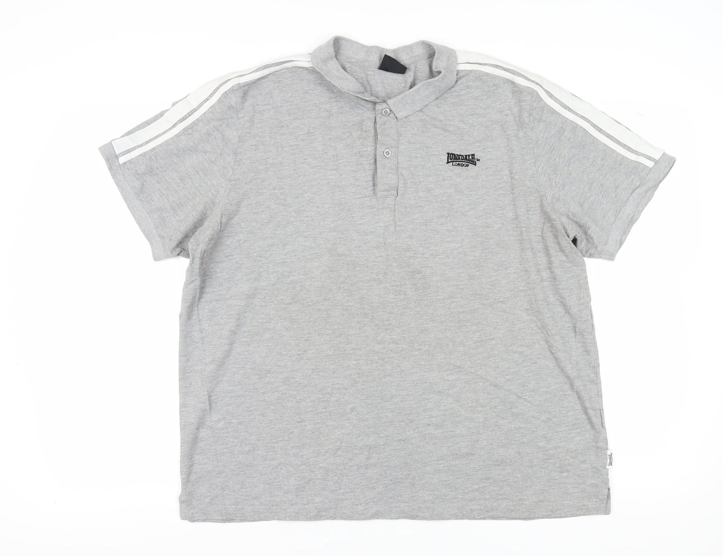 Lonsdale Men's Grey 2XL Polo Shirt - Short Sleeve, Regular Fit