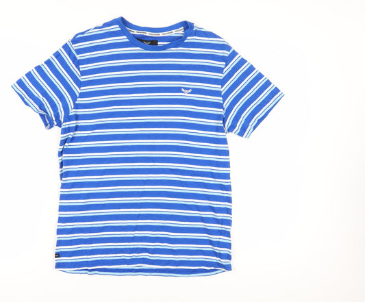 Threadbare Men's Blue Striped Crew Neck T-Shirt L