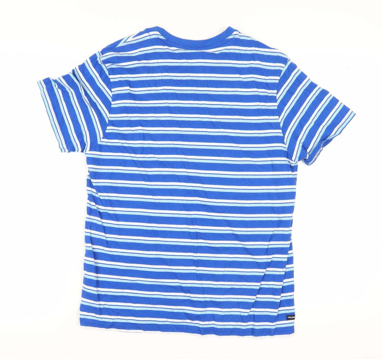 Threadbare Men's Blue Striped Crew Neck T-Shirt L