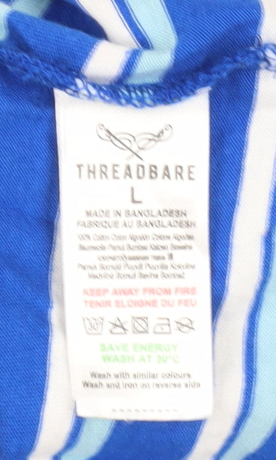 Threadbare Men's Blue Striped Crew Neck T-Shirt L