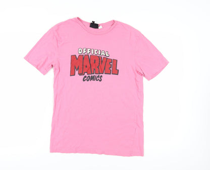 Unisex Adults UK Size 12 H&M Pink Basic T-Shirt