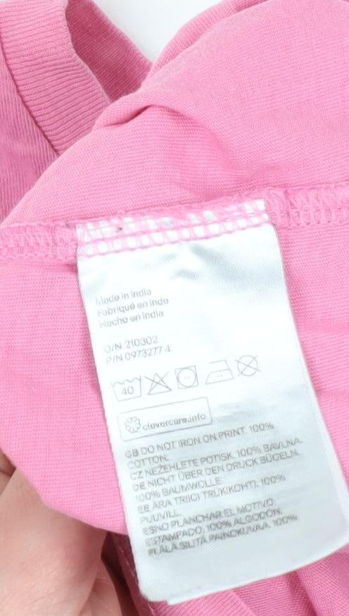 Unisex Adults UK Size 12 H&M Pink Basic T-Shirt