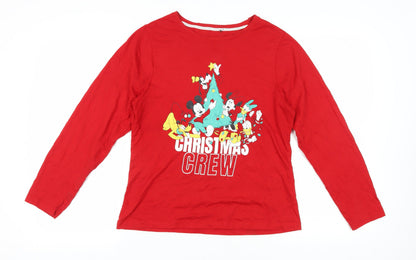 Womens UK Size S Disney Red Basic T-Shirt