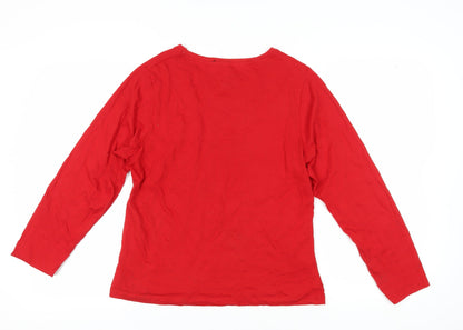 Womens UK Size S Disney Red Basic T-Shirt