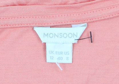 Womens UK Size 12 Monsoon Pink Basic T-Shirt