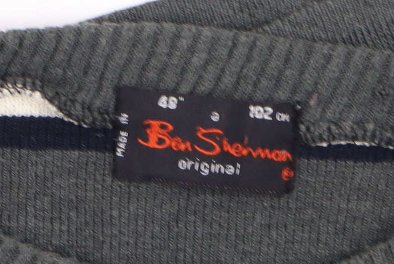 Ben Sherman Men's Grey Cotton Blend Pullover Jumper Size M