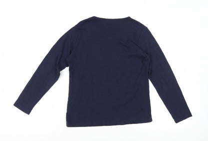 Isle Women's Blue Embroidered Long Sleeve T-Shirt S