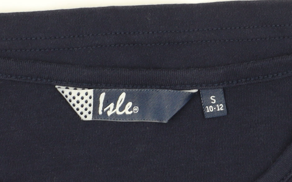 Isle Women's Blue Embroidered Long Sleeve T-Shirt S