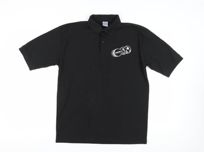 Russell Men's Black Polo L Collared Logo Classic