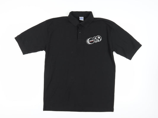 Russell Men's Black Polo L Collared Logo Classic