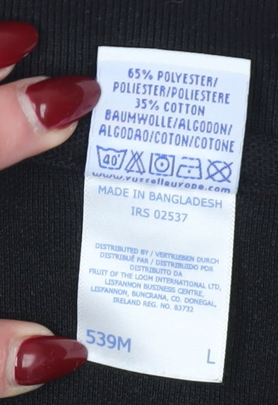 Russell Men's Black Polo L Collared Logo Classic