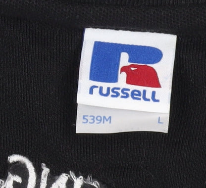 Russell Men's Black Polo L Collared Logo Classic