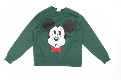 Womens UK Size 2XS Disney Green Pullover Sweatshirt