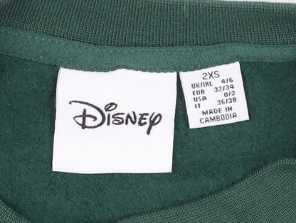 Womens UK Size 2XS Disney Green Pullover Sweatshirt