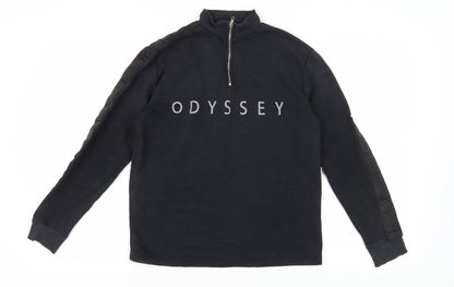 Topman Men's Black XS 1/4 Zip Logo Sweatshirt