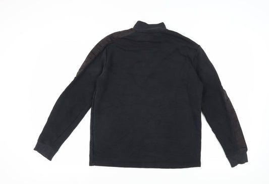 Topman Men's Black XS 1/4 Zip Logo Sweatshirt