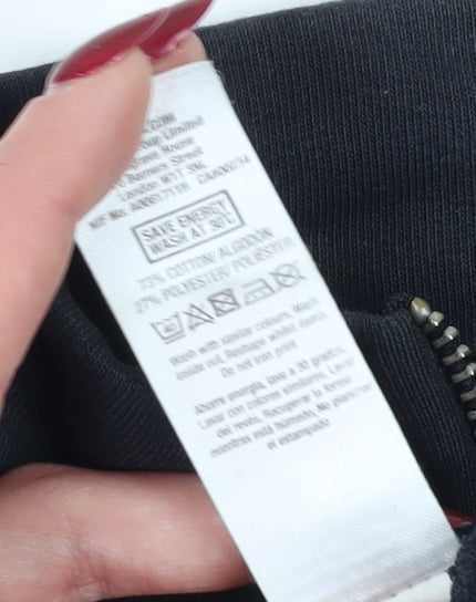 Topman Men's Black XS 1/4 Zip Logo Sweatshirt