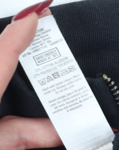 Topman Men's Black XS 1/4 Zip Logo Sweatshirt