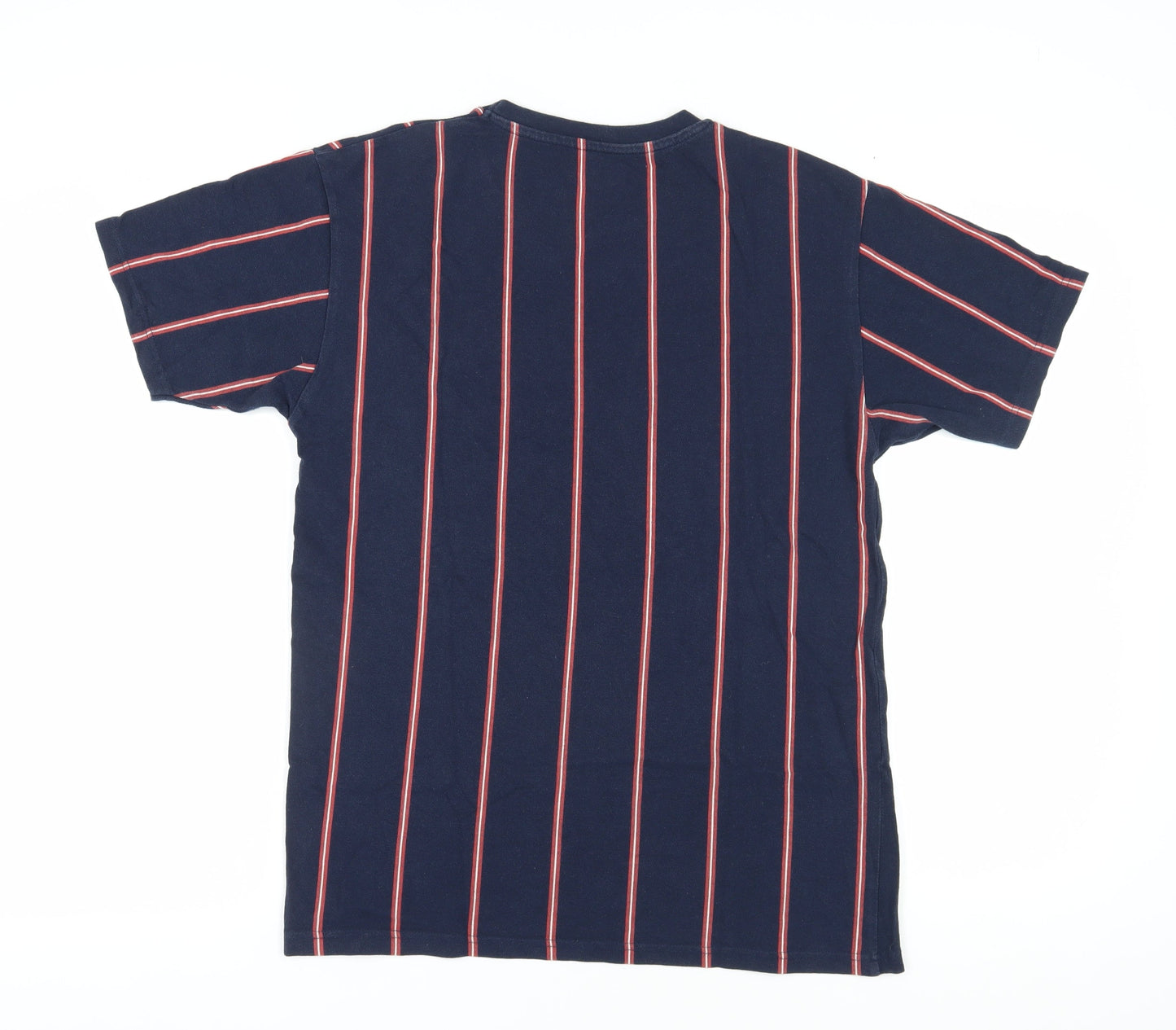 Pull & Bear Men's Blue Striped Crew Neck T-Shirt L