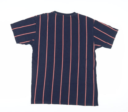 Pull & Bear Men's Blue Striped Crew Neck T-Shirt L