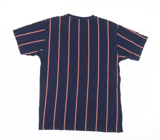Pull & Bear Men's Blue Striped Crew Neck T-Shirt L