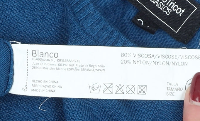 BlancoTricot Women's Blue Pullover Jumper, Size 8