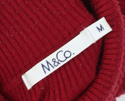 Womens UK Size M M&Co Red Pullover Jumper