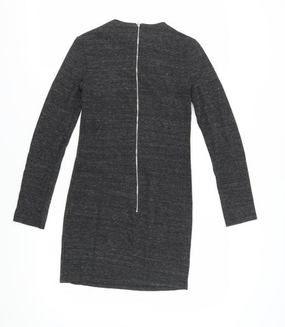 Topshop Women's Grey Bodycon Dress Size 6 Long Sleeve