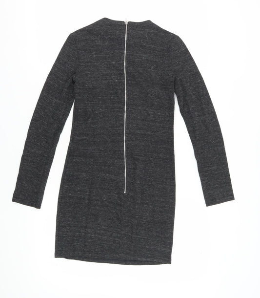 Topshop Women's Grey Bodycon Dress Size 6 Long Sleeve