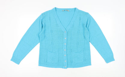 Womens UK Size M Akal Collection Blue Cardigan Jumper