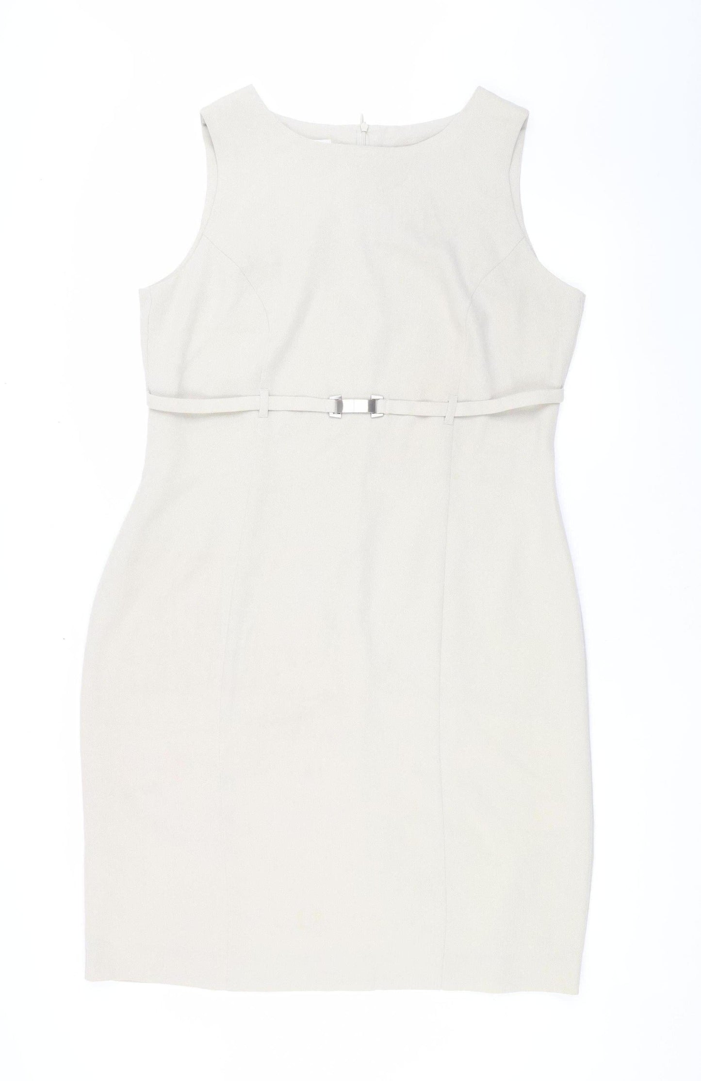 Kaliko Women's Beige Sheath Dress Size 16, Belted Style