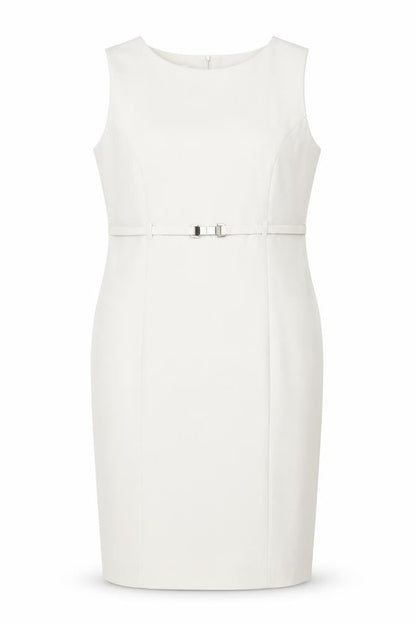 Kaliko Women's Beige Sheath Dress Size 16, Belted Style