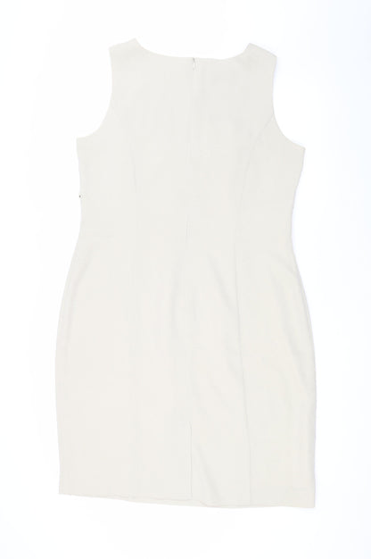 Kaliko Women's Beige Sheath Dress Size 16, Belted Style