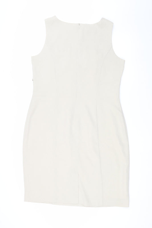 Kaliko Women's Beige Sheath Dress Size 16, Belted Style