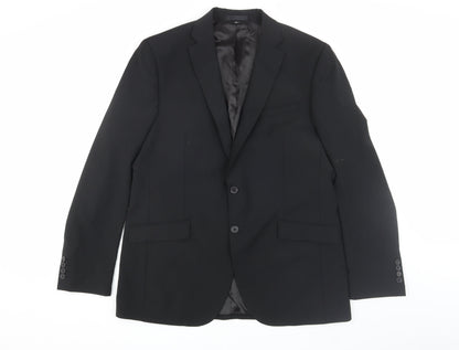 Autograph Men's Black 42 Long Blazer, Wool Blend