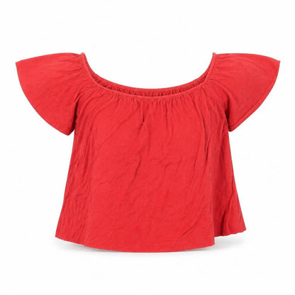 Womens UK Size XS Light Before Dark Red Cropped Blouse