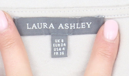 Laura Ashley Ivory Blouse, Size 8, Short Sleeve, Crochet Accent