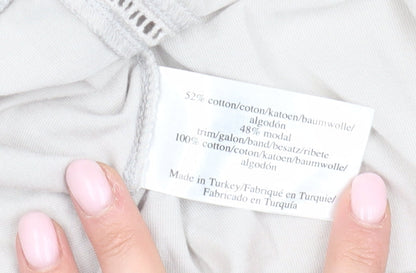 Laura Ashley Ivory Blouse, Size 8, Short Sleeve, Crochet Accent