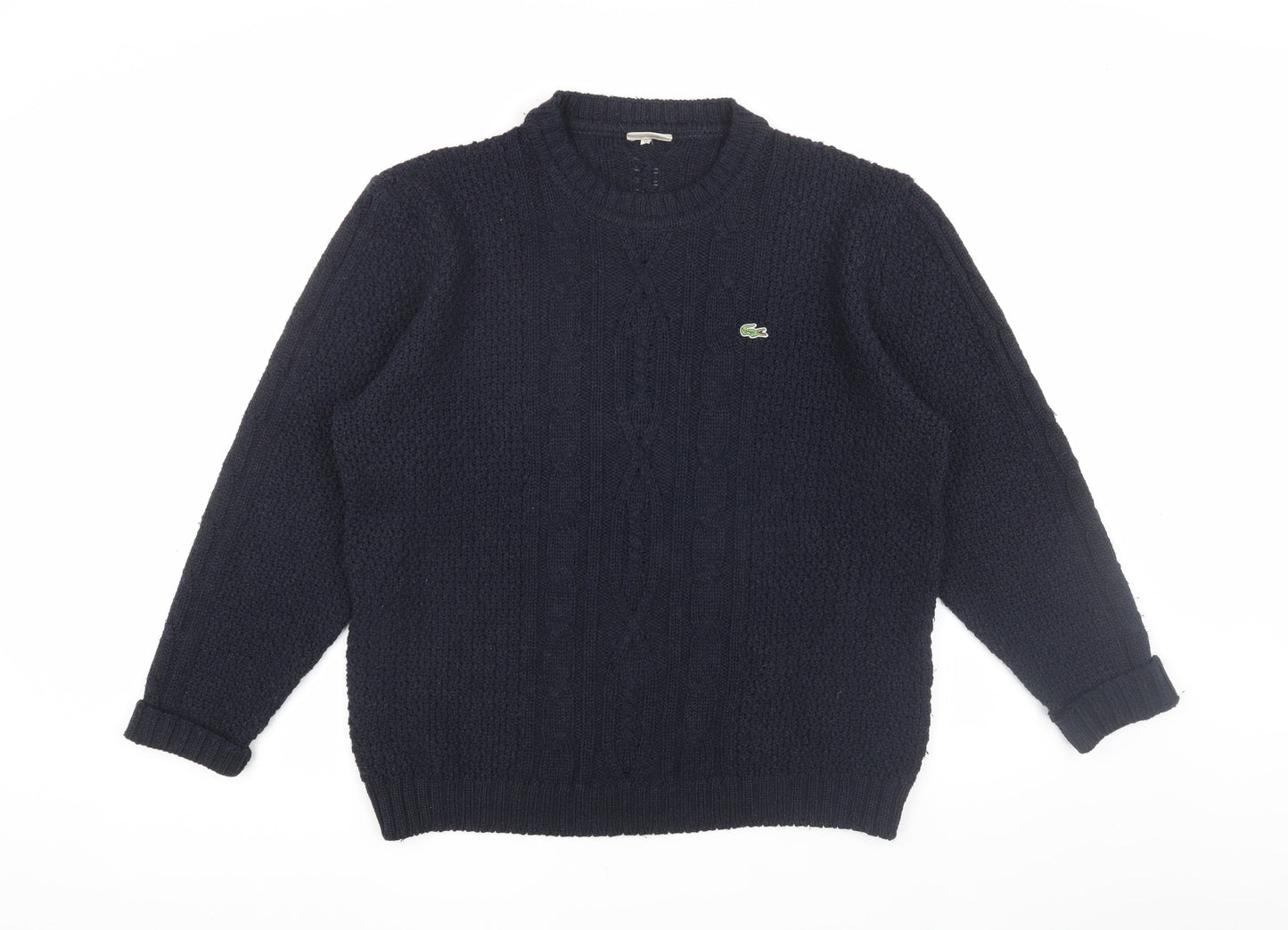 Lacoste Men's Blue Cable-Knit Pullover Jumper Size 10