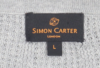 Simon Carter Men's Grey Long Sleeve Polo Shirt L