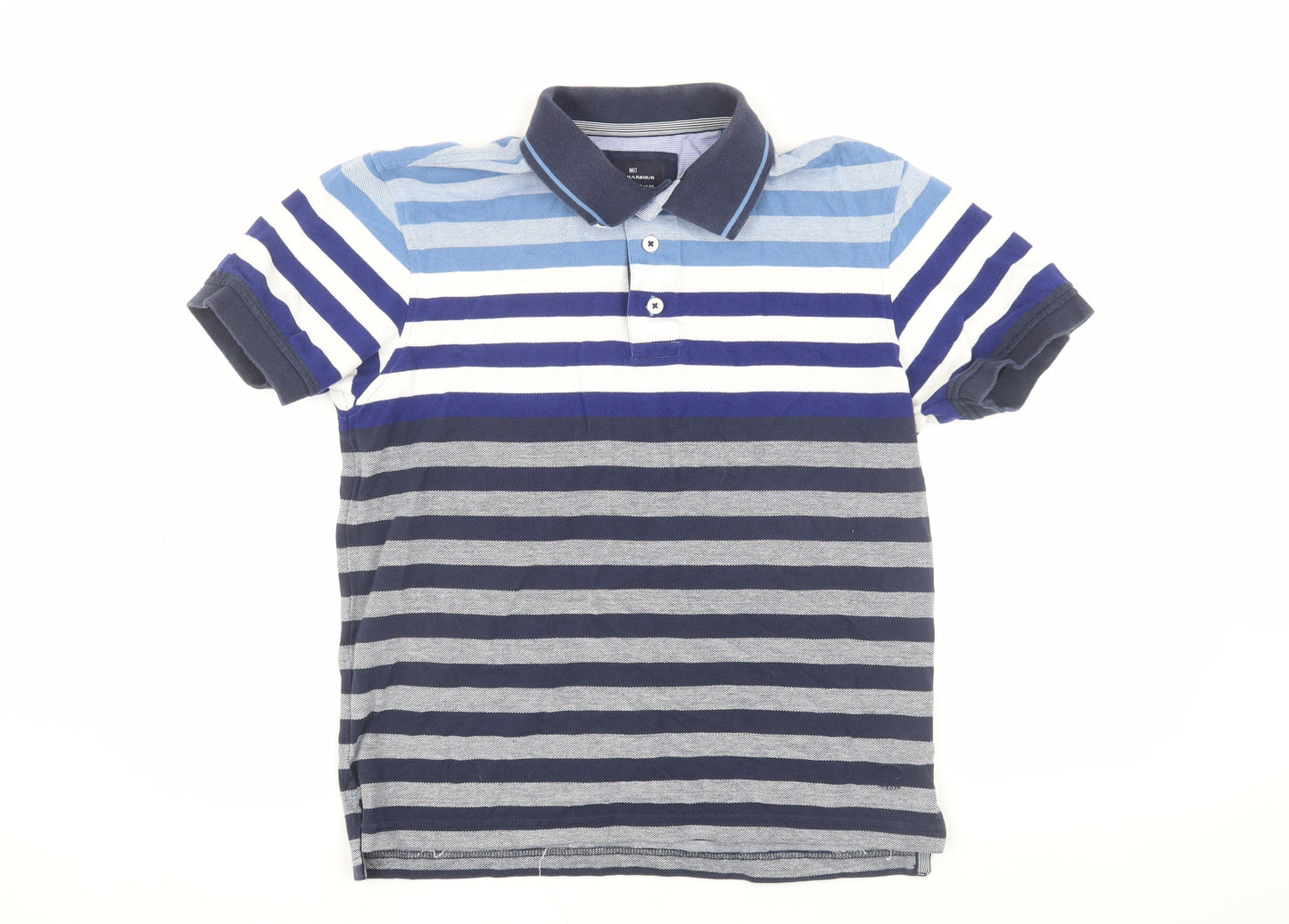 Marks and Spencer Men's Blue Striped Polo, Size S, Regular Fit