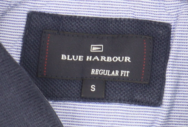 Marks and Spencer Men's Blue Striped Polo, Size S, Regular Fit