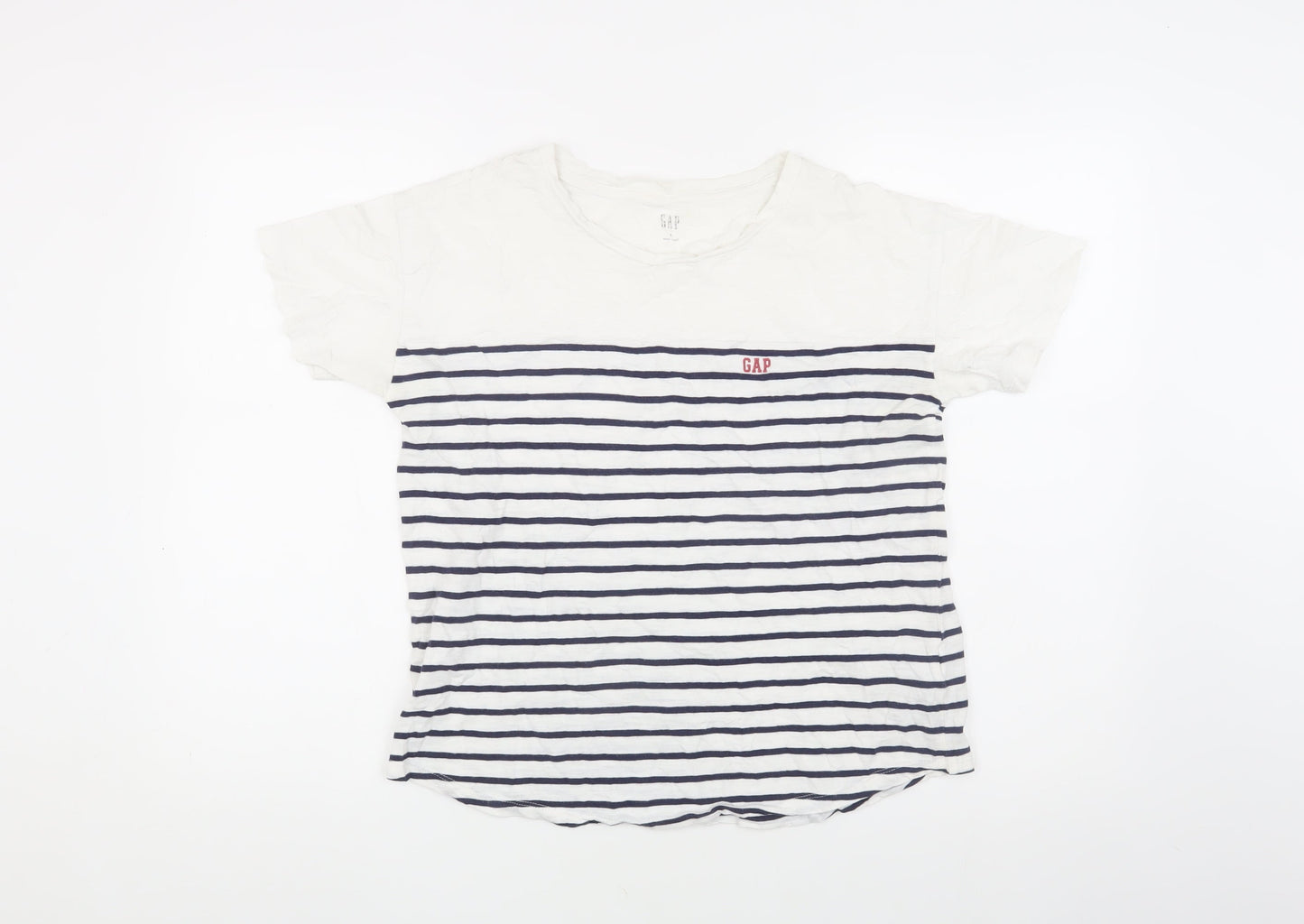 GAP Women's White Striped T-Shirt, Size S