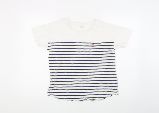 GAP Women's White Striped T-Shirt, Size S