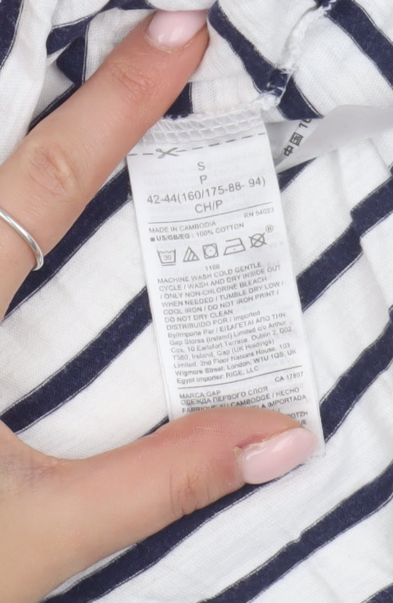 GAP Women's White Striped T-Shirt, Size S