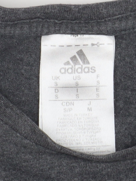 Adidas Men's Grey T-Shirt, Small, Graphic Logo, Cotton