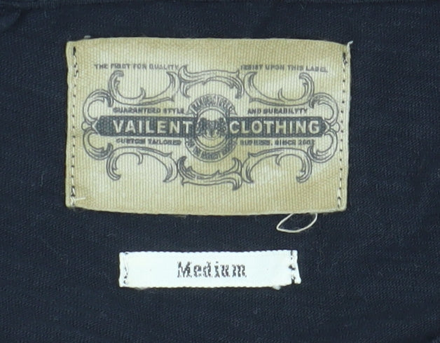 Vailent Men's Medium Black Cotton Crew Neck T-Shirt
