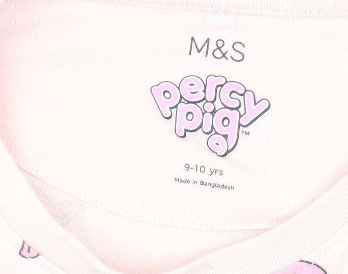 Marks and Spencer Girls Pink Percy Pig T-Shirt 9-10 Years