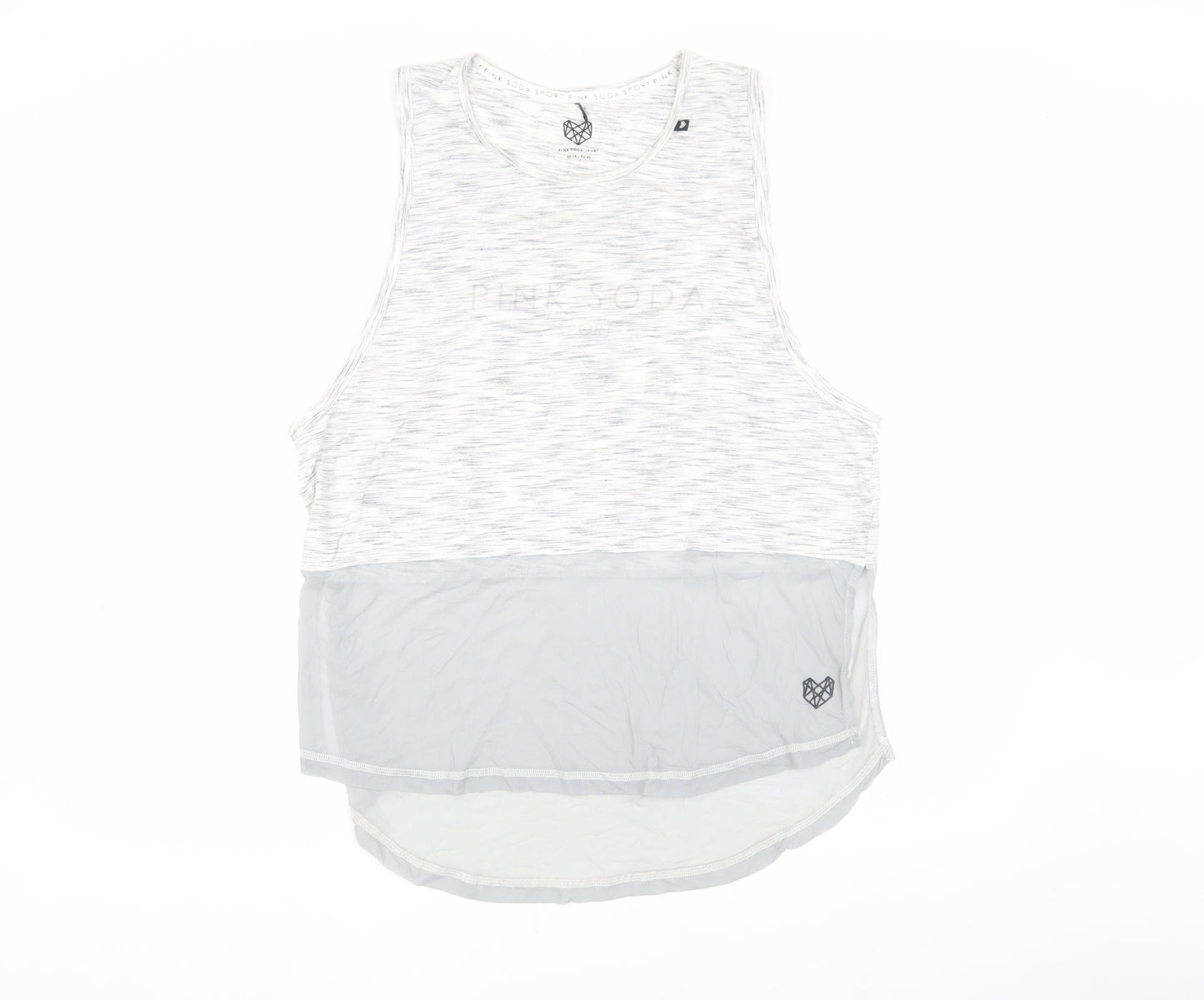 Womens UK Size 14 Pink Soda White Basic Tank