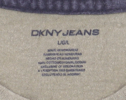 Mens UK Size L DKNY Beige  T-Shirt